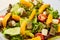 Vegetable tasty salad with feta and orange