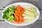 Vegetable tray with celery, broccoli, carrots