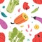 Vegetable various seamless vector pattern of hand drawn fresh tasty vegetarian raw food. Repeat wallpaper with cooking fresh tasty