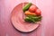 Vegetables arranged on a plate like a clock.