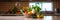 vegetables in basket on the countertop in a modern kitchen , advertising banner