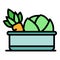 Vegetables bowl icon color outline vector