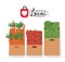 Vegetables boxes with support local busines vector design