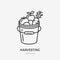 Vegetables in bucket flat line icon. Gardening, harvest sign. Thin linear logo for farm, agriculture
