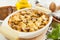 Vegetables casserole with mushrooms and cheese