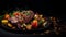 vegetables cooking dark background