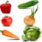 Vegetables drawn in the polygonal style