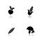 Vegetables drop shadow black icons set