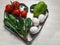 Vegetables and eggs heart-shaped