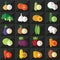 Vegetables flat icons set vector