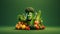 Vegetables fruit cartoon personality character, funny dietary ingredients of proper food, cute and funny products