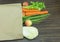 Vegetables and fruit with paper bag to reduce global warming