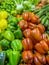 Vegetables and fruits on the counter market