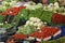 Vegetables and fruits in food stall of Turkish bazaar