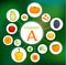 Vegetables and fruits with a high content of vitamin E. Vector collage.