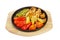 Vegetables grilled portion on pan white isolated