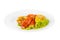 Vegetables grilled portion white isolated Side view