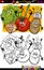 Vegetables group cartoon for coloring book