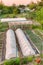 Vegetables Growing In Raised Beds In Vegetable Garden