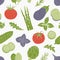 Vegetables and herb seamless pattern. Vector illustration