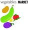 Vegetables icon with handwritten text,stock market