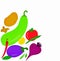 Vegetables icon with handwritten text,stock market