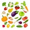 Vegetables icons set. Collection of vector vegetarian food