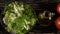 Vegetables ingridients for salad on rustic wooden background.