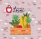 Vegetables inside box and support local business vector design