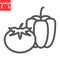 Vegetables line icon, bell pepper and tomato, vegetables sign vector graphics, editable stroke linear icon, eps 10.