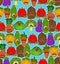 Vegetables monster pattern seamless. Vegetable GMO mutant background . genetically modified Tomato and cabbage texture. Bell