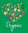 Vegetables and organic fruit veggies vegetarian flat outline poster