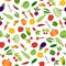 Vegetables organic seamless pattern vector illustration in flat style background. Vegetable fresh healthy delicious