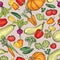 Vegetables pattern. Food ingredients seamless background.