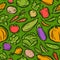 Vegetables pattern. Healthy food seamless background. Vector illustration