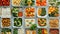 vegetables in pieces neatly arranged and top view, vegan food wallpaper