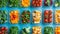 vegetables in pieces neatly arranged and top view, vegan food wallpaper