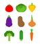 Vegetables set. cartoon Vegetable. Tomato and cabbage. Bell pepper and eggplant. Potatoes, onions and broccoli. Cucumber and