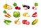 Vegetables, set of colored icons. Green vegetable, garden stuff concept. Vector illustration