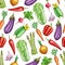 Vegetables sketch vector seamless pattern