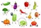 Vegetables sportsmen, vector cartoon veggies set