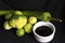 Vegetables on the table broccoli , pepper and soy souse