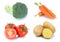 Vegetables tomatoes carrots fresh potatoes collection isolated