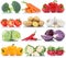 Vegetables tomatoes lettuce bell pepper carrots collection isolated