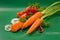 Vegetables - washed carrots with tops, tomatoes, red hot chili peppers