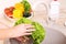 Vegetables washing in a kitchen