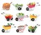 Vegetables in wheelbarrow vector healthy nutrition of vegetably tomato pepper and carrot in wheel barrow for vegetarians