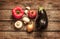 Vegetables on wood background - autumn harvest