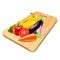 Vegetables on wooden board isolated vector