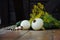 Vegetables on wooden desk, homemade pickles